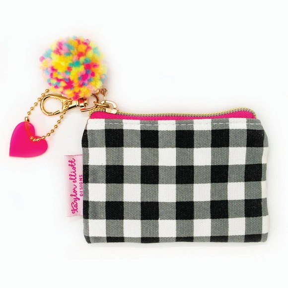 Black Gingham Card Holder Keychain - Picture 1 of 3